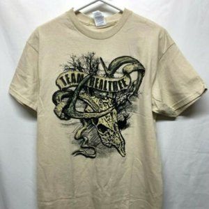 Team Real Tree Men's Shirt Cotton Graphic Tee Beige Pre-Shrunk Cotton